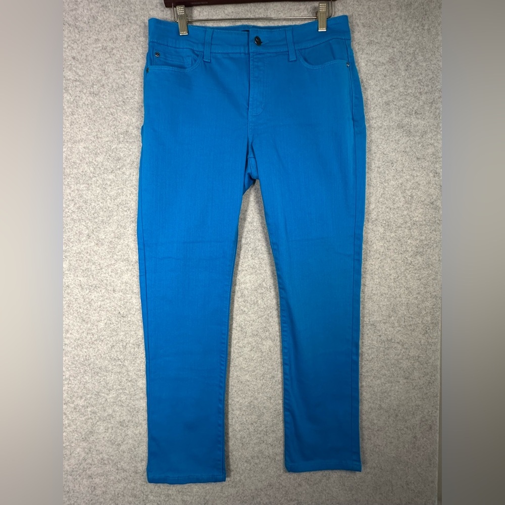 NYDJ Women’s Petites 10P Vibrant Blue Skinny Straight Stretch Jeans